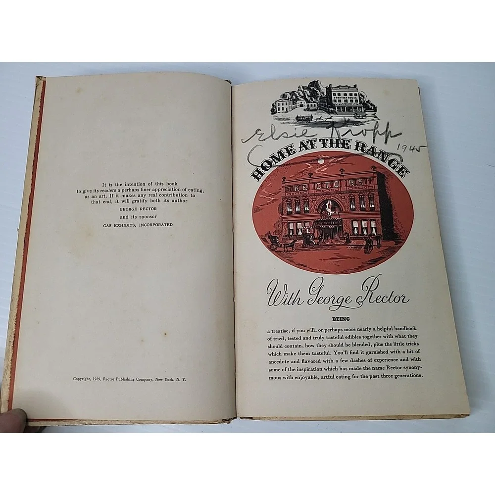 1939 First Print George Rector Home at the Range Vintage‎ Cookbook SIGNED 1945